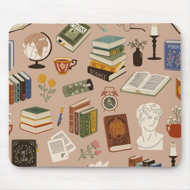 Alfombrilla De Ratón Patrón de libro (Frente)