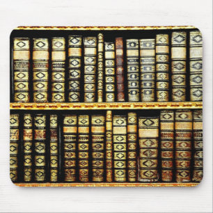 Alfombrilla De Ratón Patrón de libros antiguos de cuero vintage
