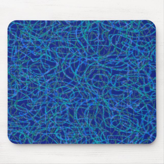 Alfombrilla De Ratón Patrón de líneas de garabatos azules (Frente)