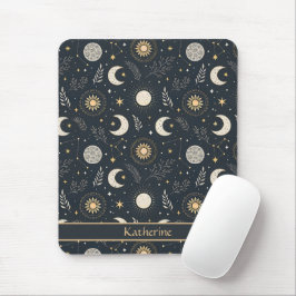 Alfombrilla De Ratón Patrón de Luna Celestial Mística Nombre Personaliz