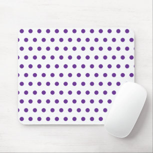 Alfombrilla De Ratón Patrón de lunares púrpura lavanda sobre blanco