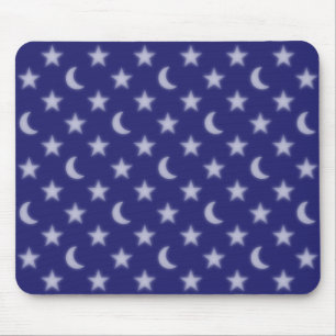 Alfombrilla De Ratón Patrón de lunas y estrellas azules