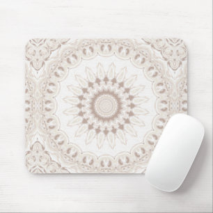 Alfombrilla De Ratón Patrón de Mandala Beige y Crema