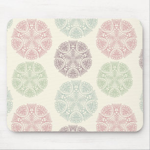 Alfombrilla De Ratón Patrón de mandala color pastel azul rosa