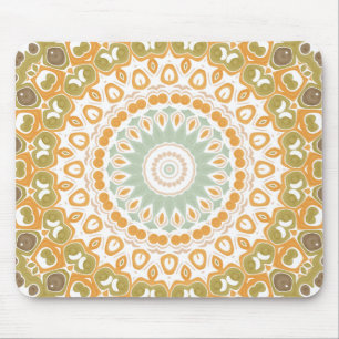 Alfombrilla De Ratón Patrón de Mandala de Ámbar Suave y Salvia