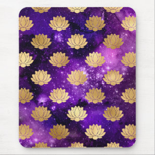 Alfombrilla De Ratón Patrón de Mandala Dharma de Galaxia Dorada y Púrpu
