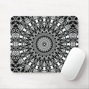 Alfombrilla De Ratón Patrón de Mandala en Blanco y Negro