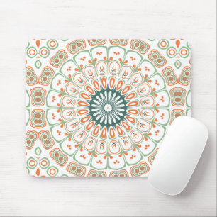 Alfombrilla De Ratón Patrón de Mandala Moderno Naranja y Verde