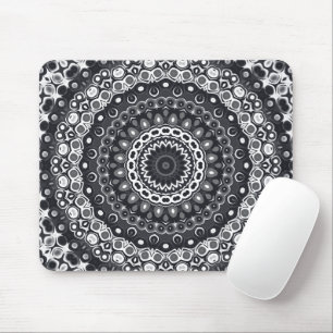 Alfombrilla De Ratón Patrón de Mandala Monocromo Blanco y Negro