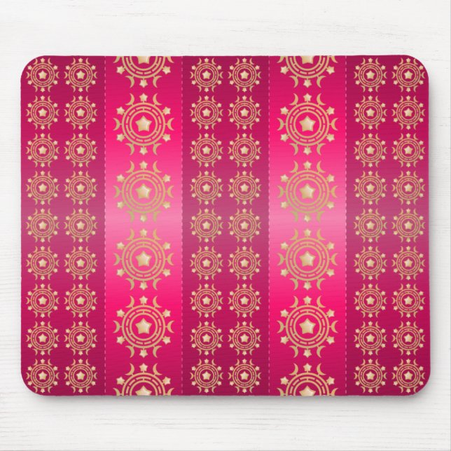 Alfombrilla De Ratón Patrón de Mandala Oriental de Fuchsia (Frente)