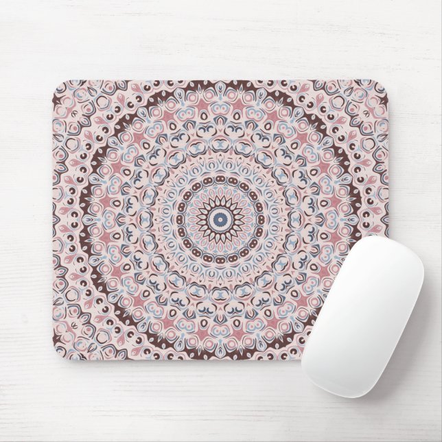 Alfombrilla De Ratón Patrón de mandala rosa y azul boho (Con ratón)