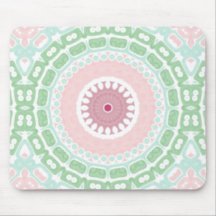 Alfombrilla De Ratón Patrón de Mandala Suave Verde y Rosa