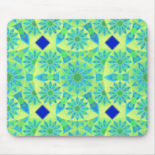 Alfombrilla De Ratón Patrón de Mandala, turquesa, azul, verde tilo