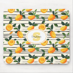 Alfombrilla De Ratón Patrón de mango de color de agua con hojas verdes