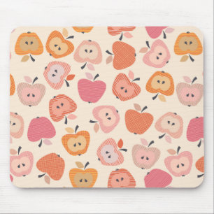 Alfombrilla De Ratón Patrón de manzana rosa y naranja