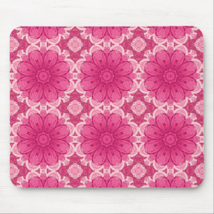 Alfombrilla De Ratón Patrón de margarita geométrica en rosa coral y pas