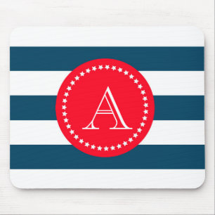 Alfombrilla De Ratón Patrón de marina azul y blanca