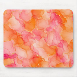 Alfombrilla De Ratón Patrón de mármol de tinta alcohólica rosa naranja