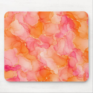 Alfombrilla De Ratón Patrón de mármol de tinta alcohólica rosa naranja
