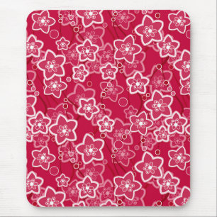 Alfombrilla De Ratón patrón de moda rústico floral rojo retro