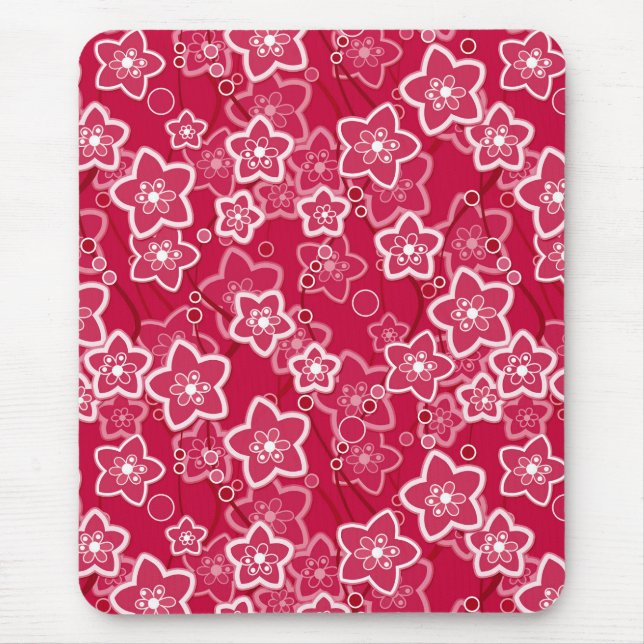 Alfombrilla De Ratón patrón de moda rústico floral rojo retro (Frente)
