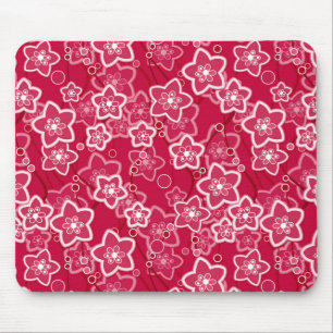 Alfombrilla De Ratón patrón de moda rústico floral rojo retro