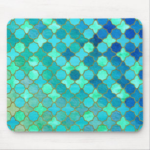 Alfombrilla De Ratón Patrón de mosaico marroquí oriental de oro Verde a