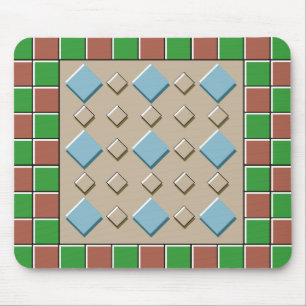 Alfombrilla De Ratón Patrón de mosaicos verdes y marrones