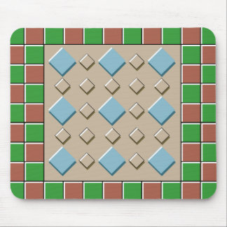 Alfombrilla De Ratón Patrón de mosaicos verdes y marrones