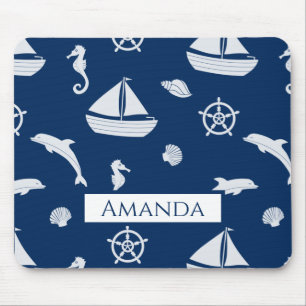 Alfombrilla De Ratón Patrón de navegación marítima y vida marina