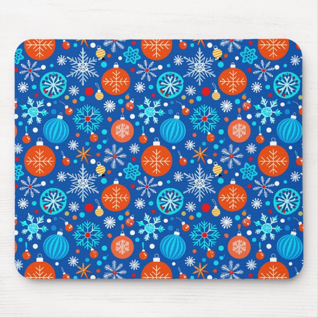 Alfombrilla De Ratón Patrón de Navidad azul (Frente)