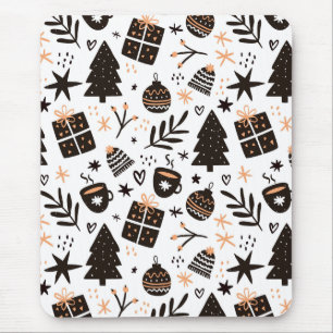 Alfombrilla De Ratón Patrón de Navidades blancos y negros