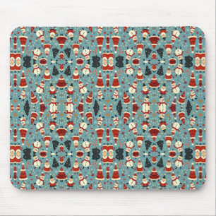 Alfombrilla De Ratón Patrón de navidades con fondo azul