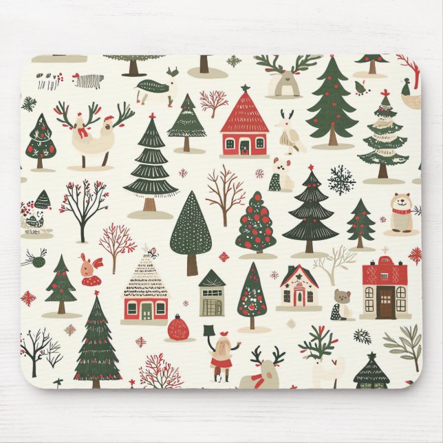 Alfombrilla De Ratón Patrón de Navidades de madera de época (17) (Frente)