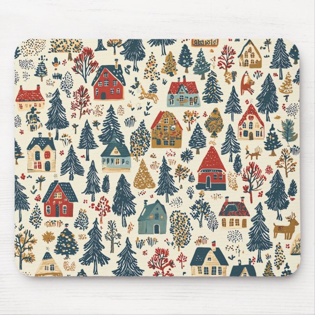 Alfombrilla De Ratón Patrón de Navidades de madera de época (20) (Frente)