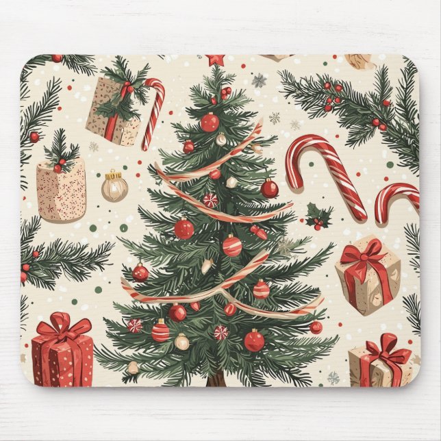 Alfombrilla De Ratón Patrón de Navidades florales de Poinsettia (4) (Frente)