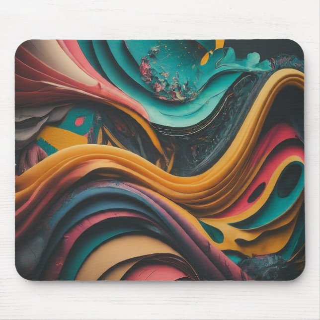 Alfombrilla De Ratón Patrón de ondas coloridas (Frente)