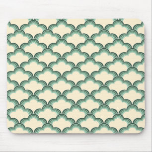 Alfombrilla De Ratón Patrón de ondas de estilo retro verde