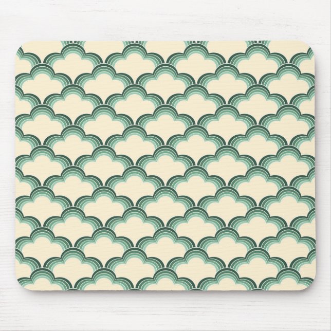 Alfombrilla De Ratón Patrón de ondas de estilo retro verde (Frente)