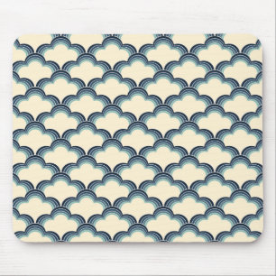Alfombrilla De Ratón Patrón de ondas retro azul