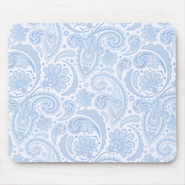 Alfombrilla De Ratón Patrón de paisajes azul blanco (Frente)