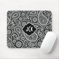Patrón de paisley floral blanca y negra