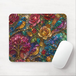 Alfombrilla De Ratón Patrón de Pájaros Florales de Galaxia