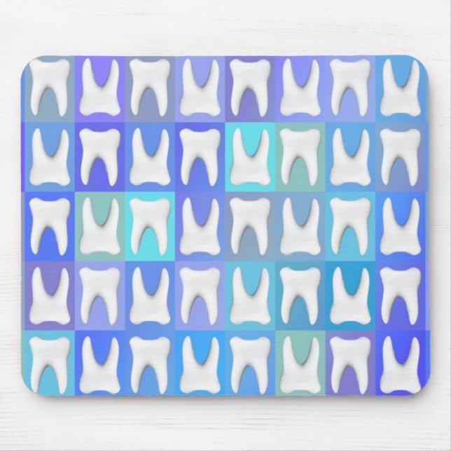 Alfombrilla De Ratón Patrón de patrón de caja azul de dientes blancos M (Frente)