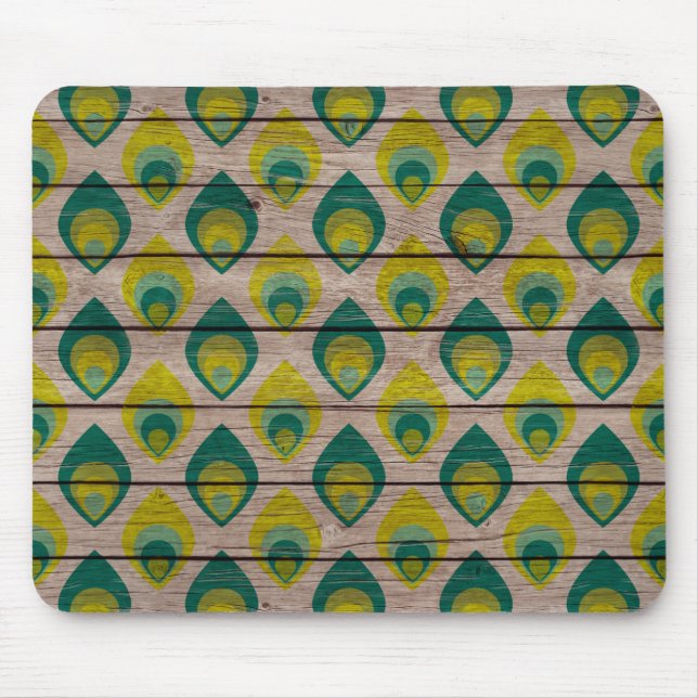 Alfombrilla De Ratón Patrón De Peacock En El Mousepad De Madera (Frente)