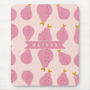 Alfombrilla De Ratón Patrón de pera rosa personalizado Fruta femenina l