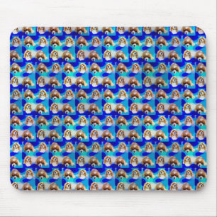 Alfombrilla De Ratón Patrón de perro caballero abstracto azul,