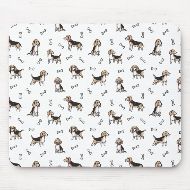 Alfombrilla De Ratón Patrón de perros beagles (Frente)