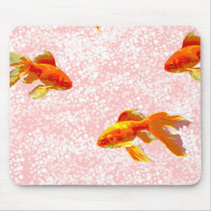 Alfombrilla De Ratón Patrón de pescado dorado rosa