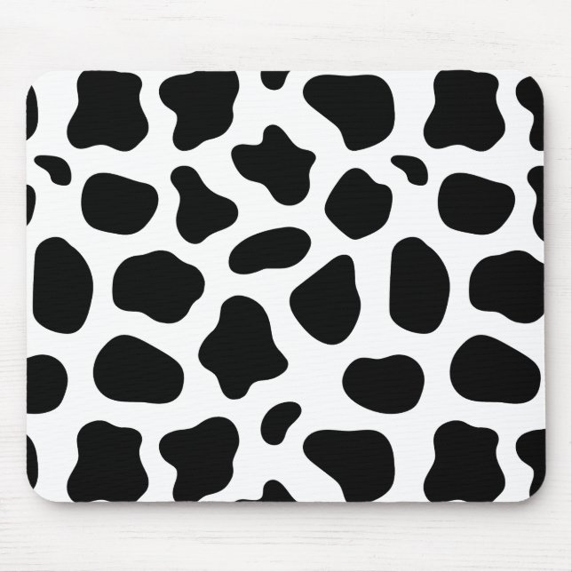 Alfombrilla De Ratón Patrón de piel de vaca negro y blanco (Frente)